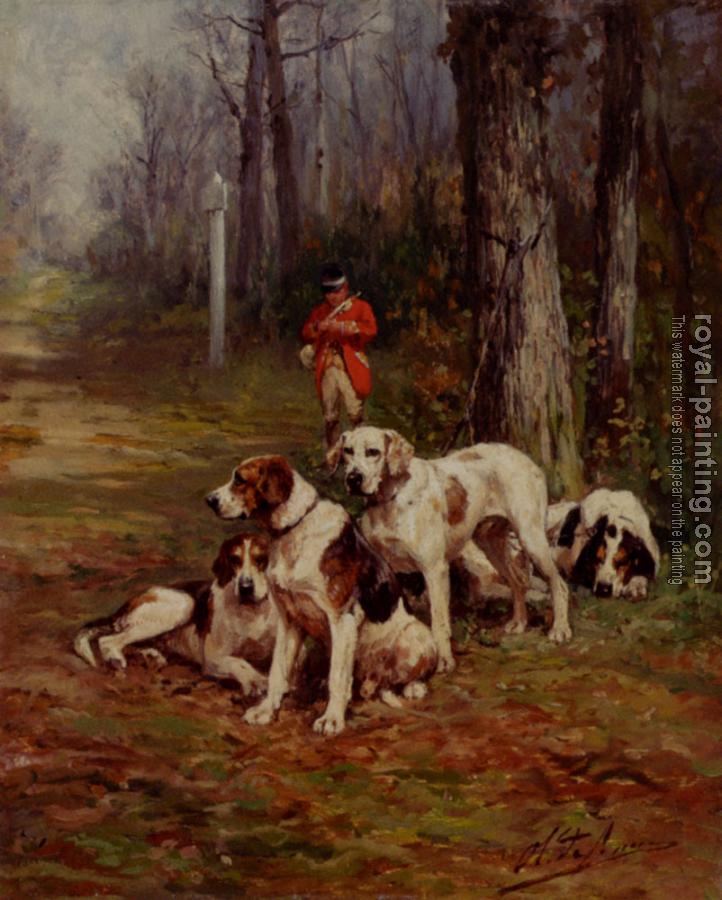 Charles Olivier De Penne : hunting dogs at rest